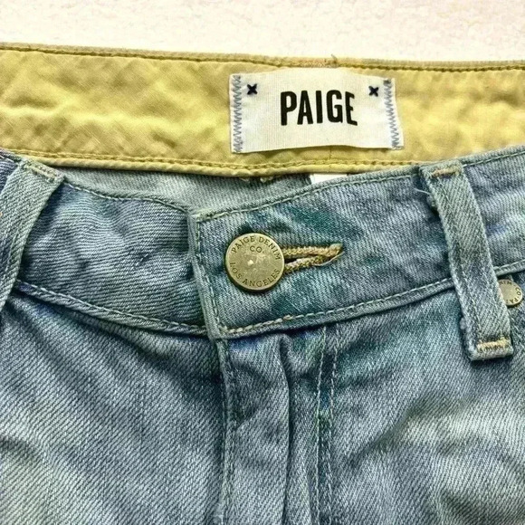 Paige Callie Crop Broke Distress Light Wash Boyfriend Midrise Ankle Jean Size 28 - Picture 11 of 15